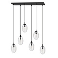 Emibig Emibig Long 6 light black pendant with 6 blown transparent glass - Create a cozy ambiance in your space