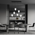 Emibig Emibig Lange 6 licht zwarte pendel met 6 glazen geblazen transparant glas - Creëer een sfeervolle ambiance in uw ruimte