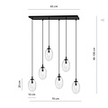 Emibig Emibig Long 6 light black pendant with 6 blown transparent glass - Create a cozy ambiance in your space