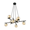 Emibig Emibig Grande lampe suspendue noire élégante avec 8 boules en verre ambre E14 - Idéale pour une ambiance chaleureuse