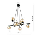 Emibig Emibig Stylish large black hanging lamp with 8 amber-coloured glass balls E14 - Ideal for creating a cozy atmosphere