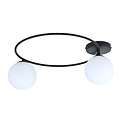 Emibig Emibig Plafonnier élégant noir avec boules en verre blanc 2x E14 - Idéal pour un éclairage stylé dans n'importe quelle pièce