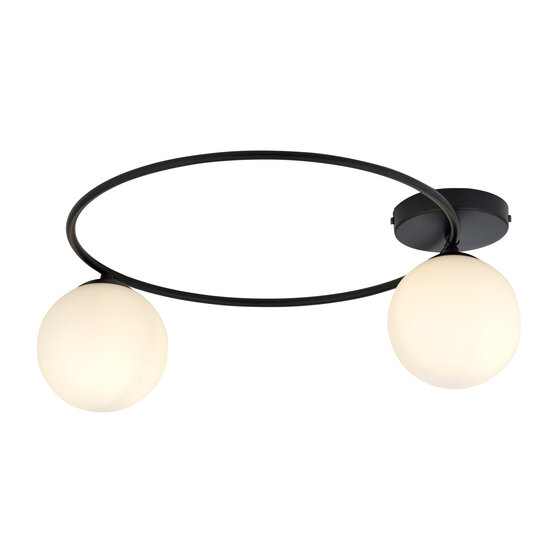 Emibig Emibig Handsome ceiling lamp black with white glass balls 2x E14 - Ideal for stylish lighting in any room