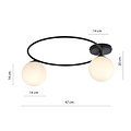 Emibig Emibig Plafonnier élégant noir avec boules en verre blanc 2x E14 - Idéal pour un éclairage stylé dans n'importe quelle pièce