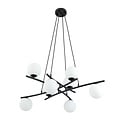 Emibig Emibig Heel grote zwarte hanglamp met 8 opaalwitte glazen bollen E14 - Perfect voor sfeervolle verlichting in elke ruimte