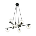 Emibig Emibig Heel grote design zwarte hanglamp met 8 doorzichtige glazen bollen E14 - Perfect voor een stijlvolle ambiance