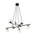 Emibig Emibig Très grande lampe suspendue noire design avec 8 boules en verre transparent E14 - Idéale pour créer une ambiance élégante
