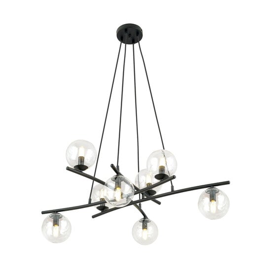 Emibig Emibig Very large design black hanging lamp with 8 transparent glass balls E14 - Ideal for creating a stylish atmosphere