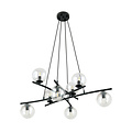 Emibig Emibig Très grande lampe suspendue noire design avec 8 boules en verre transparent E14 - Idéale pour créer une ambiance élégante