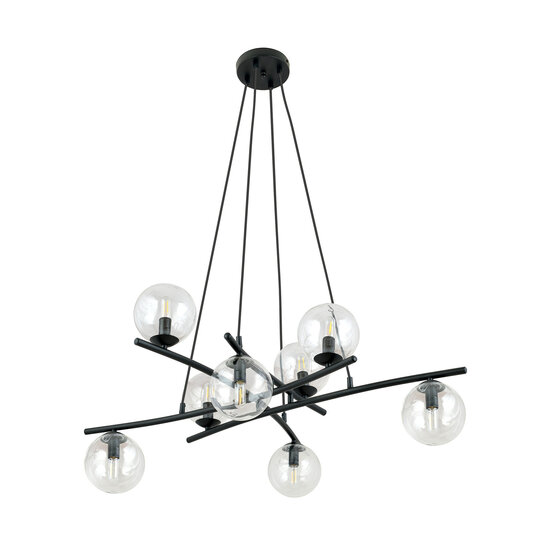 Emibig Emibig Très grande lampe suspendue noire design avec 8 boules en verre transparent E14 - Idéale pour créer une ambiance élégante