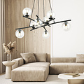 Emibig Emibig Very large design black hanging lamp with 8 transparent glass balls E14 - Ideal for creating a stylish atmosphere