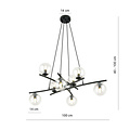 Emibig Emibig Lámpara colgante negra de diseño muy grande con 8 bolas de vidrio transparente E14 - Ideal para crear una atmósfera elegante
