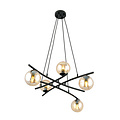 Emibig Emibig Stijlvolle zwarte hanglamp met 5 amberkleurige glazen bollen E14 - Creëer een warme sfeer in uw interieur