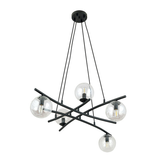 Emibig Emibig Design black hanging lamp with 5 transparent glass balls E14 - Create a cozy ambiance in your space