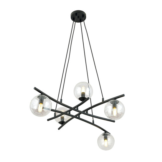 Emibig Emibig Lampe suspendue noire design avec 5 boules en verre transparent E14 - Créez une ambiance chaleureuse dans votre espace