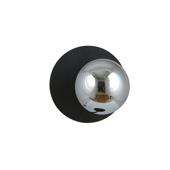 Emibig Emibig Applique murale ronde noire simple avec boule en verre fumé E14 - Idéale pour créer une ambiance chaleureuse dans n'importe quelle pièce