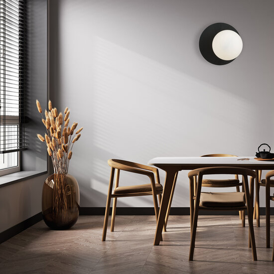 Emibig Emibig Simple black and white round wall lamp with frosted glass bulb E14 - Ideal for adding a modern touch to your space
