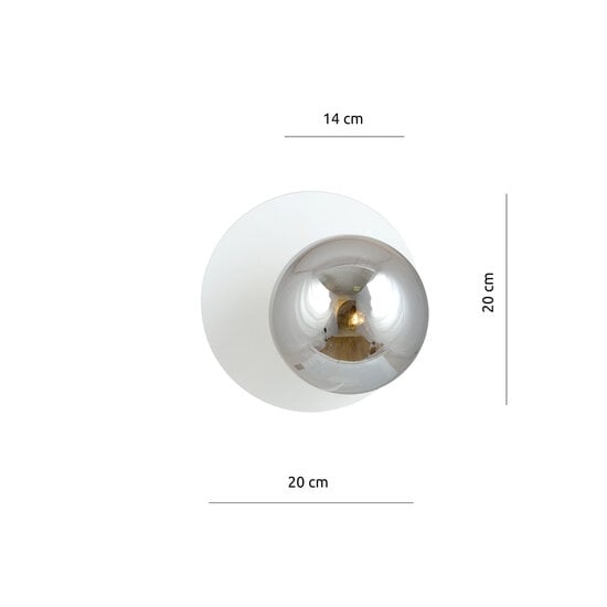 Emibig Emibig Weiße Wandleuchte 1x E14 mit Rauchglaskugel - Perfekte Atmosphäre für jeden Raum