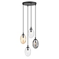 Emibig Emibig Round pendant lamp with 4 different pendants E14 (2 transparent, amber and smoked) - Ideal for creating a cozy atmosphere