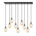 Emibig Emibig Lámpara colgante llamativa negra con 9 colgantes de vidrio ámbar - Iluminación única para cualquier interior