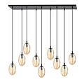 Emibig Emibig Eye catcher hanging lamp black with 9 glass amber pendants - Unique lighting for any interior