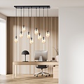 Emibig Emibig Lámpara colgante llamativa negra con 9 colgantes de vidrio ámbar - Iluminación única para cualquier interior