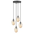 Emibig Emibig Lámpara colgante con 4 pendientes E14 negro vidrio soplado ámbar - Crea un ambiente cálido en tu hogar