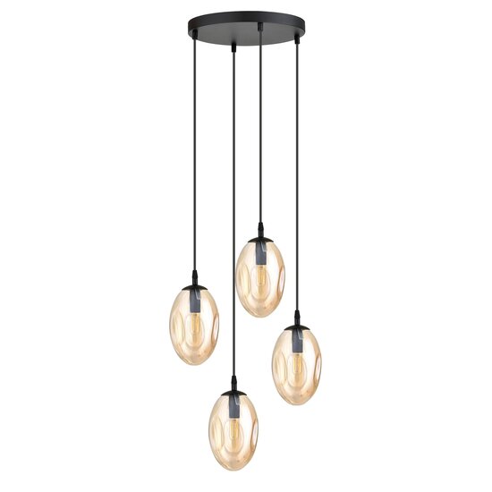 Emibig Emibig Lampe suspendue avec 4 pendentifs E14 noir en verre soufflé ambre - Créez une atmosphère chaleureuse dans votre intérieur