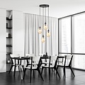 Emibig Emibig Hanging lamp with 4 pendants E14 black single amber color blown glass - Create a warm atmosphere in your home