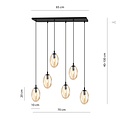 Emibig Emibig Grote lange hanglamp met 6 amberkleurige glazen pendels E14 - Perfect voor sfeervolle verlichting