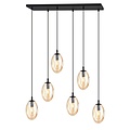 Emibig Emibig Large long hanging lamp with 6 amber-coloured glass pendants E14 - Ideal for creating a cozy atmosphere