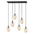 Emibig Emibig Gran lámpara colgante larga con 6 colgantes de vidrio ámbar E14 - Ideal para crear un ambiente acogedor