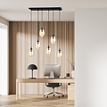 Emibig Emibig Large long hanging lamp with 6 amber-coloured glass pendants E14 - Ideal for creating a cozy atmosphere