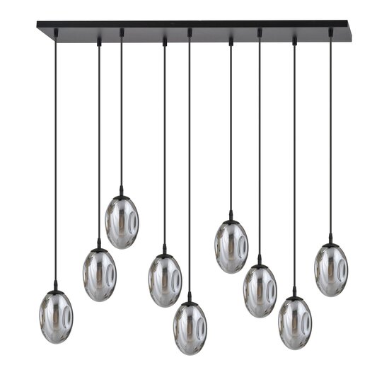 Emibig Emibig Exceptional black hanging lamp with 9 smoked glasses E14 - Create a cozy atmosphere in your space