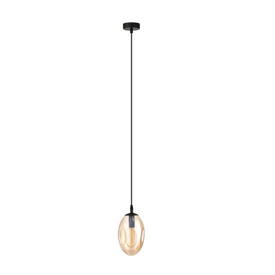 Emibig Emibig Hanging lamp black single amber color glass and 1x E14 - Ideal for creating a cozy atmosphere