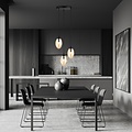 Emibig Emibig Hanglamp met 3 pendels E14 zwart enkel amberkleur glas - Perfect voor sfeervolle eetkamers