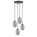 Emibig Emibig Design 4 lumières suspension noire avec 4x E14 verre fumé soufflé - Éclairage parfait pour chaque espace