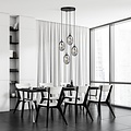 Emibig Emibig Diseño 4 luces colgante negro con 4x E14 vidrio ahumado soplado - Iluminación perfecta para cualquier espacio
