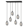 Emibig Emibig Lange schwarze Pendelleuchte mit 6 Lampen und 6 mundgeblasenen Rauchgläsern - Ideal für stilvolle Beleuchtung in jedem Raum