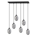 Emibig Emibig Larga lámpara colgante negra con 6 vidrios soplados ahumados - Ideal para crear un ambiente elegante en cualquier habitación