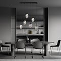 Emibig Emibig Lange schwarze Pendelleuchte mit 6 Lampen und 6 mundgeblasenen Rauchgläsern - Ideal für stilvolle Beleuchtung in jedem Raum