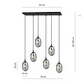 Emibig Emibig Lange schwarze Pendelleuchte mit 6 Lampen und 6 mundgeblasenen Rauchgläsern - Ideal für stilvolle Beleuchtung in jedem Raum