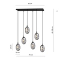 Emibig Emibig Long 6-lamp black pendant with 6 blown fumed glass - Ideal for creating a stylish atmosphere in any room