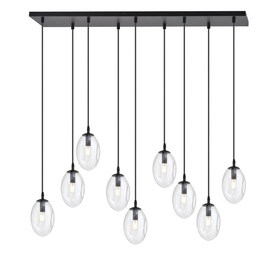 Emibig Emibig Exceptionally long black hanging lamp with 9 transparent glasses E14 - Ideal for creating a cozy atmosphere