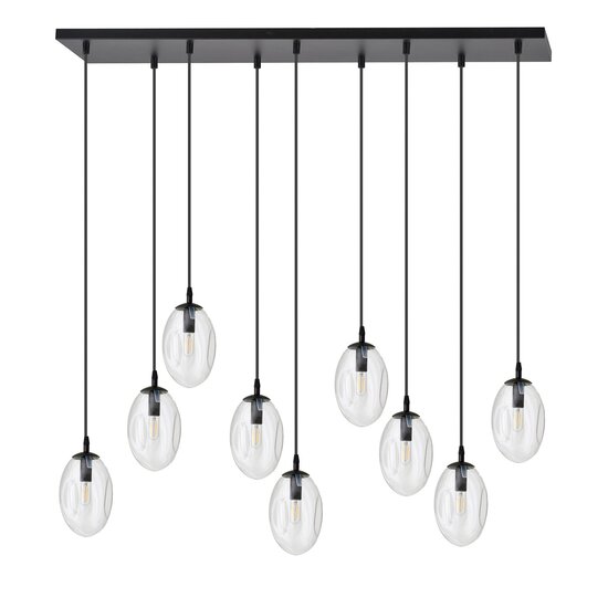 Emibig Emibig Exceptionally long black hanging lamp with 9 transparent glasses E14 - Ideal for creating a cozy atmosphere