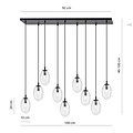 Emibig Emibig Exceptionally long black hanging lamp with 9 transparent glasses E14 - Ideal for creating a cozy atmosphere