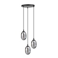 Emibig Emibig Knappe 3 licht zwarte pendel met 3x E14 geblazen gerookt glas - Perfect voor sfeervolle verlichting in elke ruimte