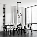 Emibig Emibig Belle suspension noire à 3 lumières avec 3x E14 verre soufflé fumé - Idéale pour créer une ambiance chaleureuse dans n'importe quel espace