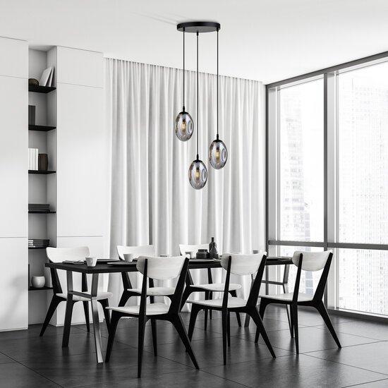 Emibig Emibig Handsome 3 light black pendulum with 3x E14 blown smoked glass - Ideal for creating a cozy atmosphere in any space