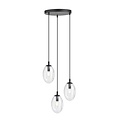 Emibig Emibig 3 luces colgante negra con 3x E14 vidrio transparente soplado - Ideal para una iluminación elegante